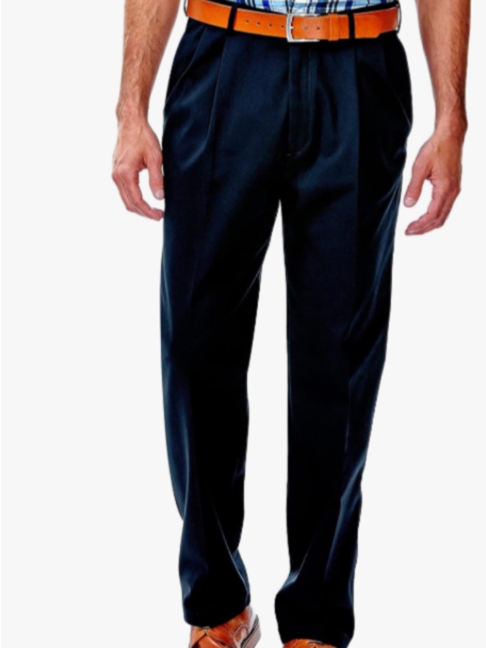 Haggar Work to Weekend Khaki Casual Pants Sz 42W/32L Navy Blue